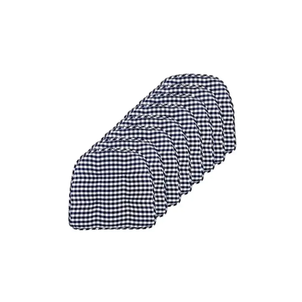 Set of 8 Dining Chair Cushions Blue White